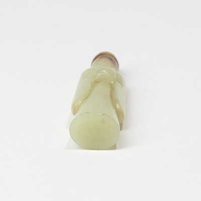 Lot 21 - A Chinese Archaistic Style Yellow Jade Figural Carving