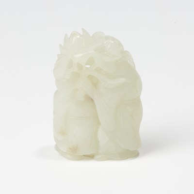 Lot 38 - A Chinese Translucent White Jade Carving of Hehe Erxian