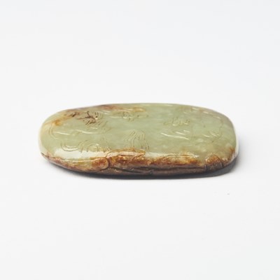 Lot 29 - A Rare Chinese Yellow Jade Pendant with Carving of Shoulao and Deer