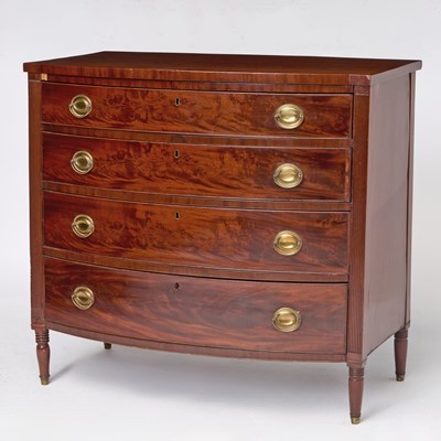 Lot 265 - Federal Inlaid Mahogany Bow Front Chest of Drawers