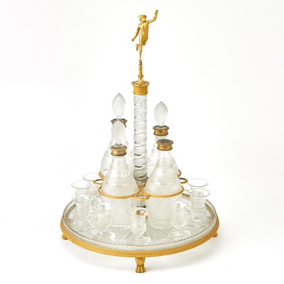 Lot 1104 - Moser Type Cut Glass and Gilt-Metal Decanter Set