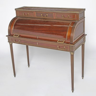 Lot 172 - Louis XVI Style Brass-Mounted Mahogany Cylinder Desk