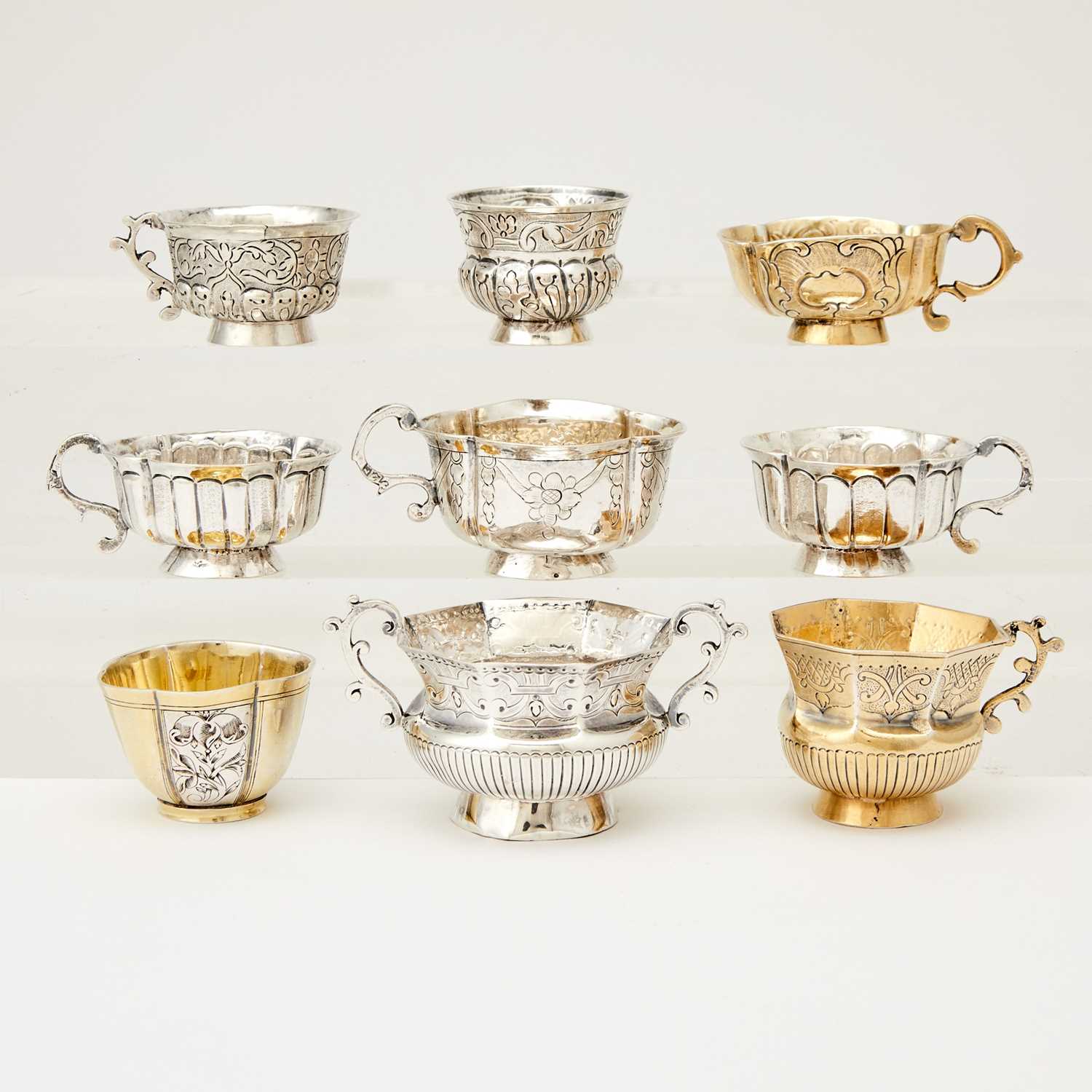 Lot 516 - Group of Nine Russian Silver Charkas