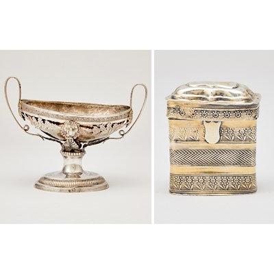 Lot 721 - Continental Silver Sugar Basket Together With a Dutch Silver-Gilt Snuff Box