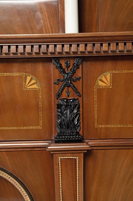 Lot 567 - Swedish Karl Johan Gilt-Bronze and Marble Mounted Parcel Ebonized Mahogany Bureau-Cabinet