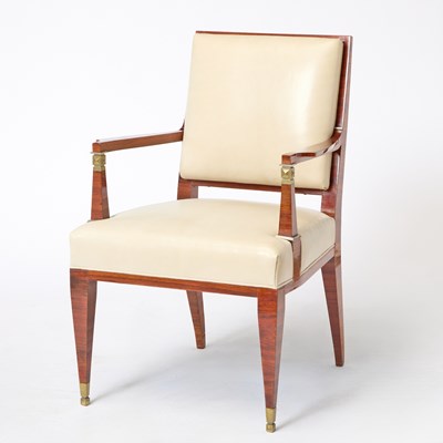 Lot 710 - Lucien Rollin Leather Upholstered Macassar Ebony Armchair