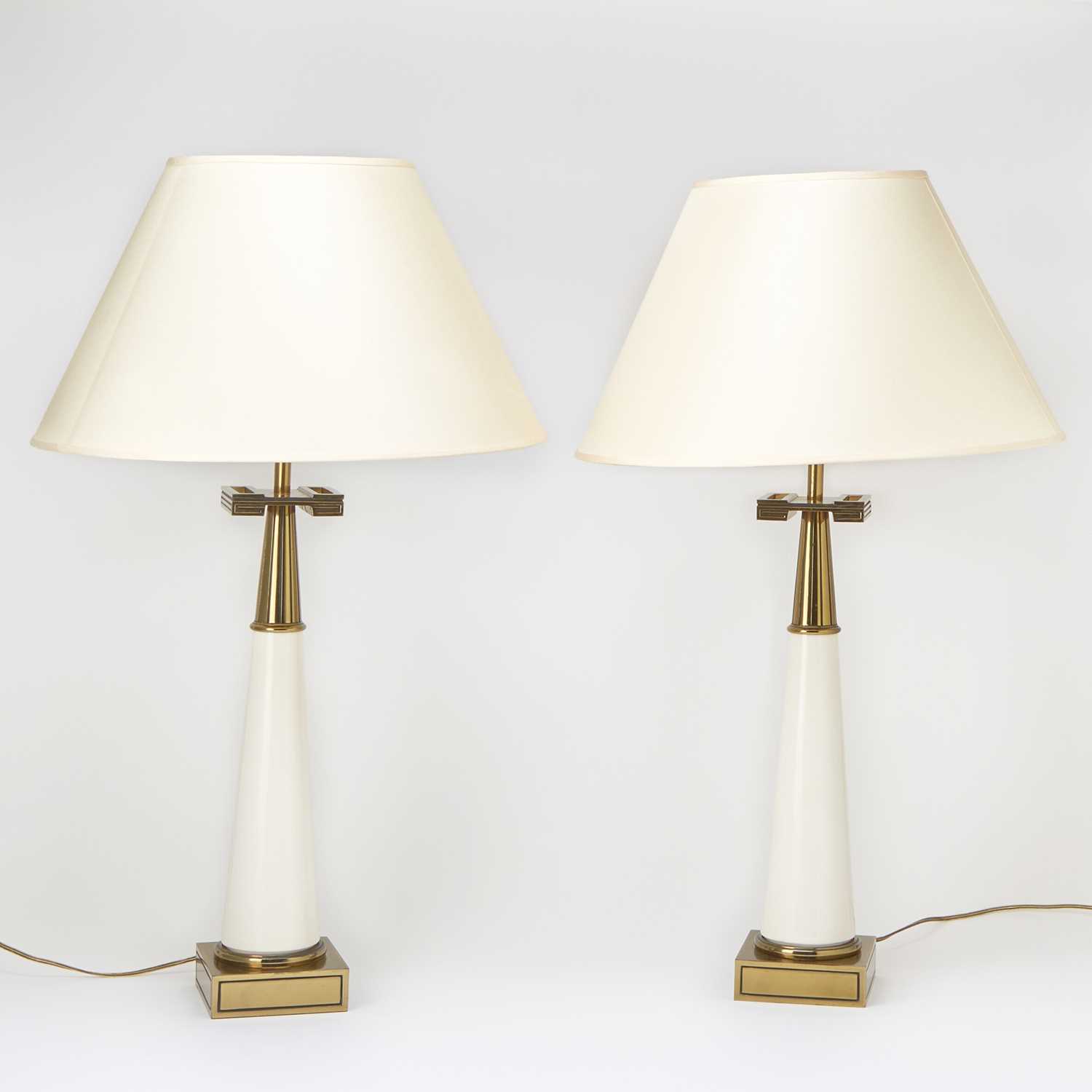 Lot 715 - Pair of Glass and Gilt-Metal Columnar Table Lamps