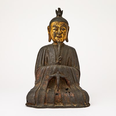 Lot 113 - A Chinese Parcel Gilt Bronze Figure of a Daoist Deity