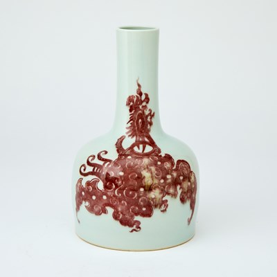 Lot 580 - A Chinese Copper Red and White Porcelain Mallet Vase