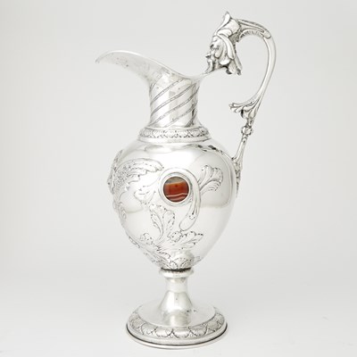 Lot 110 - Continental Hardstone Inset Silver Pitcher