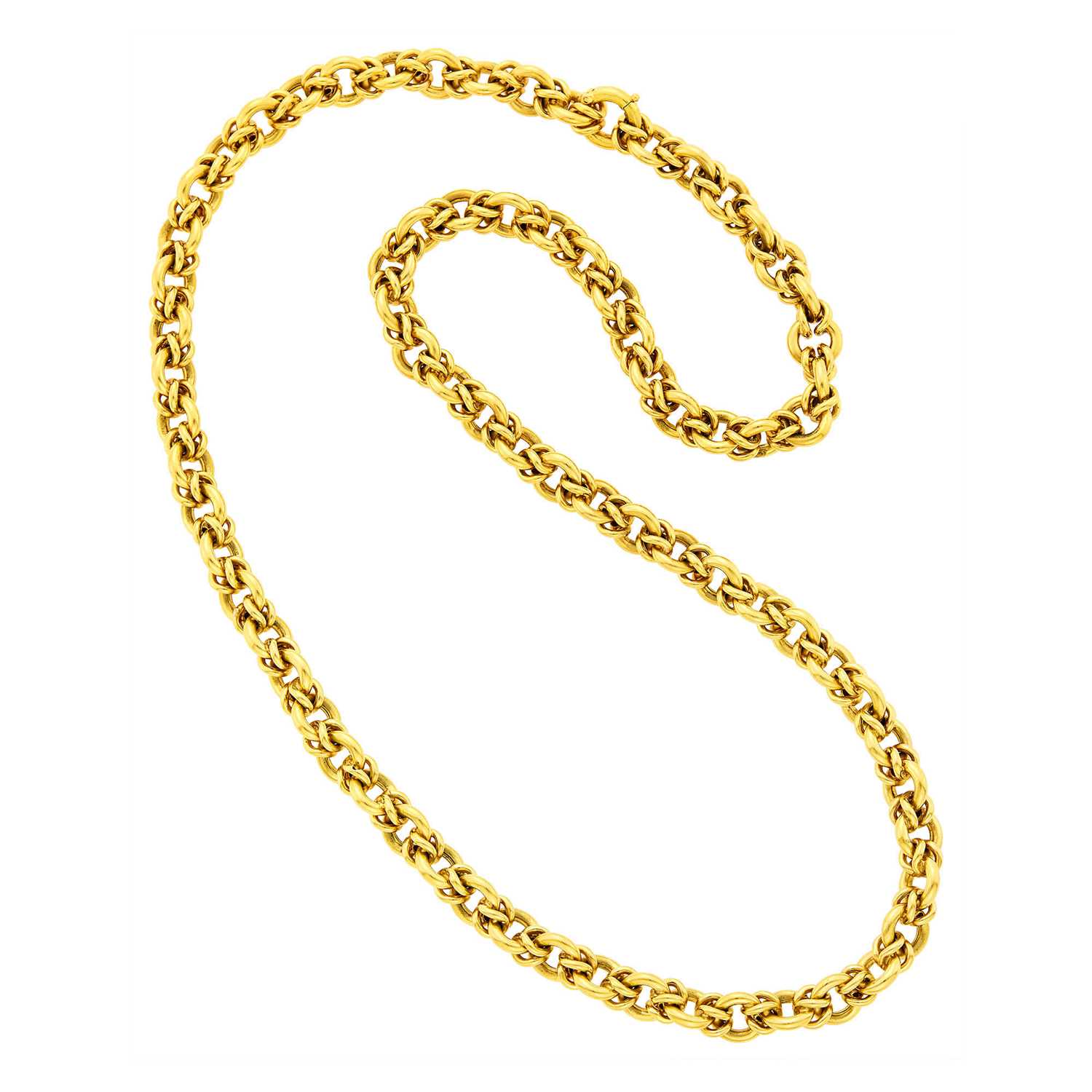 Lot 164 - Long Gold Circle Link Chain Necklace