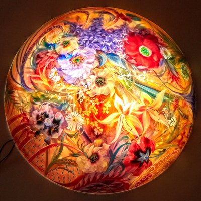 Lot 111 - Ulla Darni Reverse Painted Glass Chandelier
