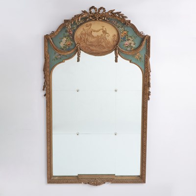 Lot 32 - Louis XVI Style Gilt Wood Trumeau Mirror