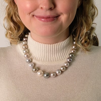 Lot 41 - South Sea and Tahitian Gray Cultured Pearl Necklace, France