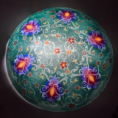 Lot 112 - Ulla Darni Reverse Painted Glass Chandelier