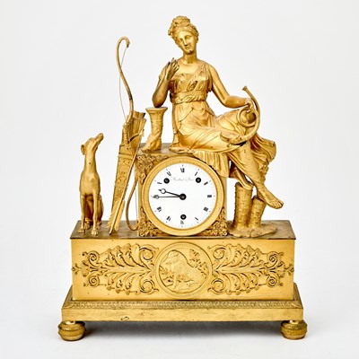 Lot 184 - Empire Gilt Bronze Figural Clock