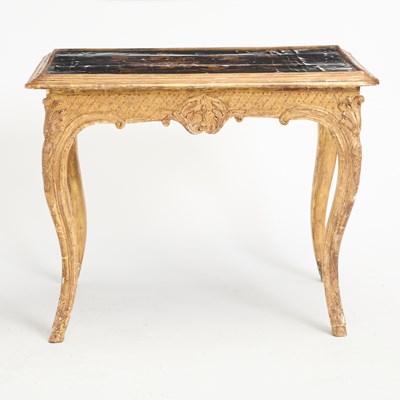 Lot 114 - Régence Giltwood and Black and Gilt Lacquer Center Table