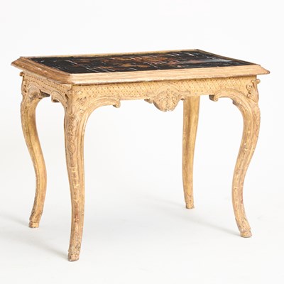 Lot 114 - Régence Giltwood and Black and Gilt Lacquer Center Table