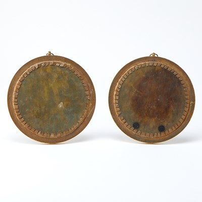 Lot 159 - Pair of Continental Ormolu-Mounted Azurite Malachite and Agate Cameo Portraits