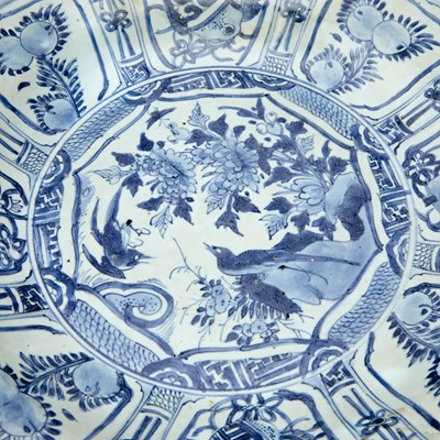 Lot 93 - Two Blue and White 'Kraak' Porcelain Chargers