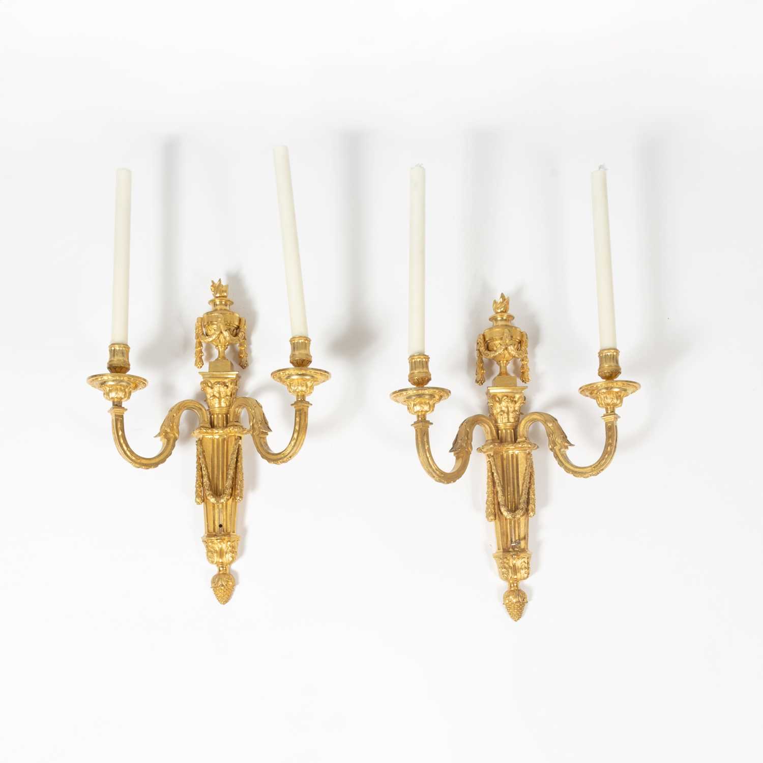 Lot 151 - Pair of Late Louis XV Ormolu Two-Branch Wall Lights