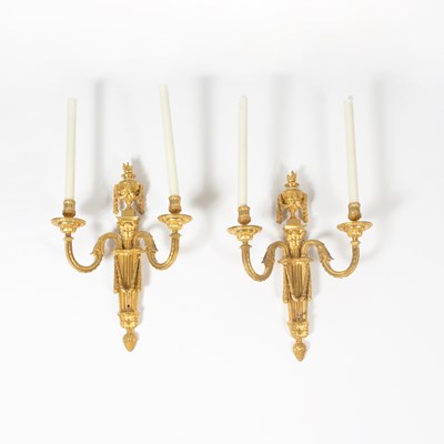 Lot 151 - Pair of Late Louis XV Ormolu Two-Branch Wall Lights