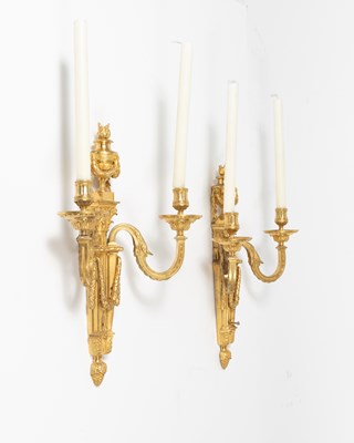 Lot 151 - Pair of Late Louis XV Ormolu Two-Branch Wall Lights