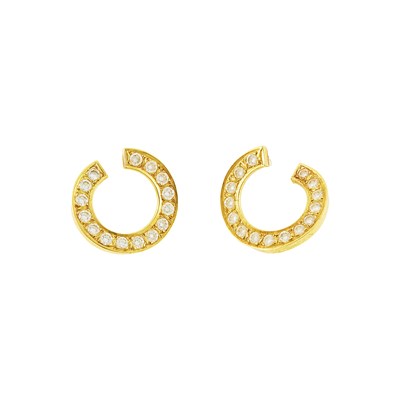 Lot 2044 - Pair of Gold and Diamond Earrings