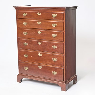 Lot 371 - Chippendale Cherry Tall Chest of Drawers