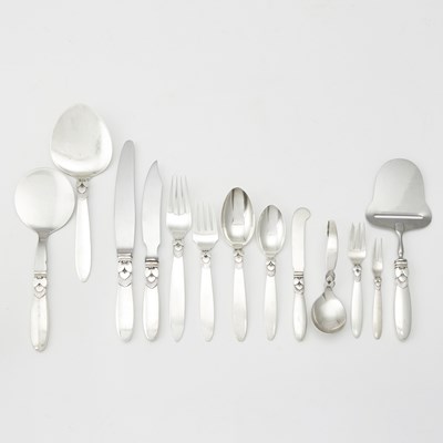 Lot 270 - Georg Jensen Sterling Silver "Cactus" Pattern Part Flatware Service