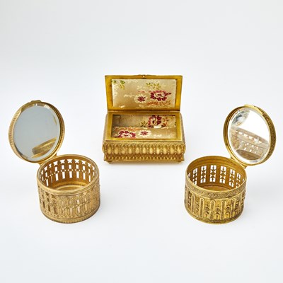Lot 113 - Group of Five Decorative Enamel and Porcelain Inset Boxes