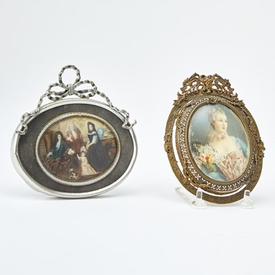 Lot 113 - Group of Five Decorative Enamel and Porcelain Inset Boxes