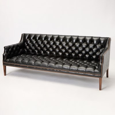 Lot 149 - Federal Style Tufted Leather Upholstered Maple Sofa