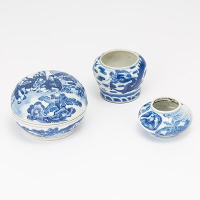 Lot 615 - Three Diminutive Chinese Blue and White Porcelain Vessels