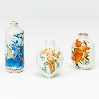 Lot 406 - A Group of Three Chinese Porcelain Snuff Bottles