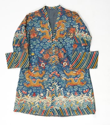 Lot 545 - A Chinese Silk Embroidered Dragon Robe