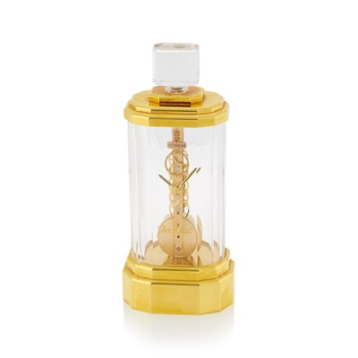 Lot 1184 - Baccarat for Corum Gilt-Metal and Crystal 'Limited Edition No. 87 Golden Bridge' Skeletonized Desk Clock