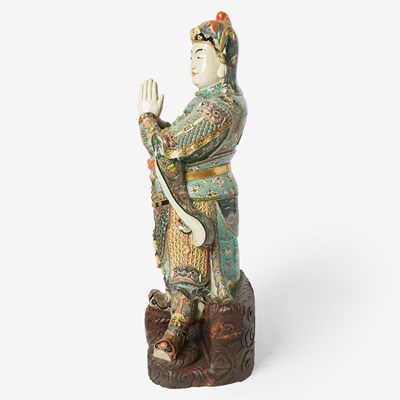 Lot 633 - A Chinese Enameled Porcelain Standing Figure of Weituo