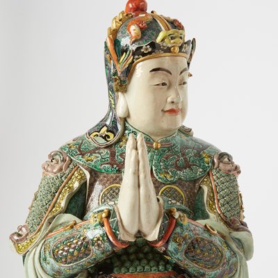 Lot 633 - A Chinese Enameled Porcelain Standing Figure of Weituo