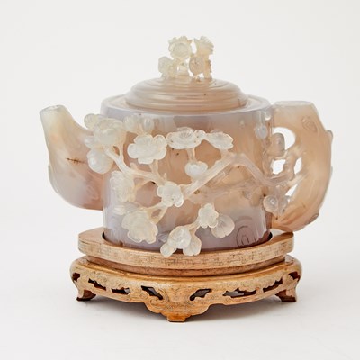 Lot 470 - A Chinese Carved Agate Teapot