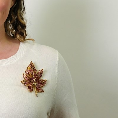 Lot 75 - Verdura Gold, Colored Stone and Diamond Maple Leaf Clip-Brooch, France