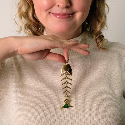 Lot 106 - Tiffany & Co. Gold and Enamel Fish Scale Pendant