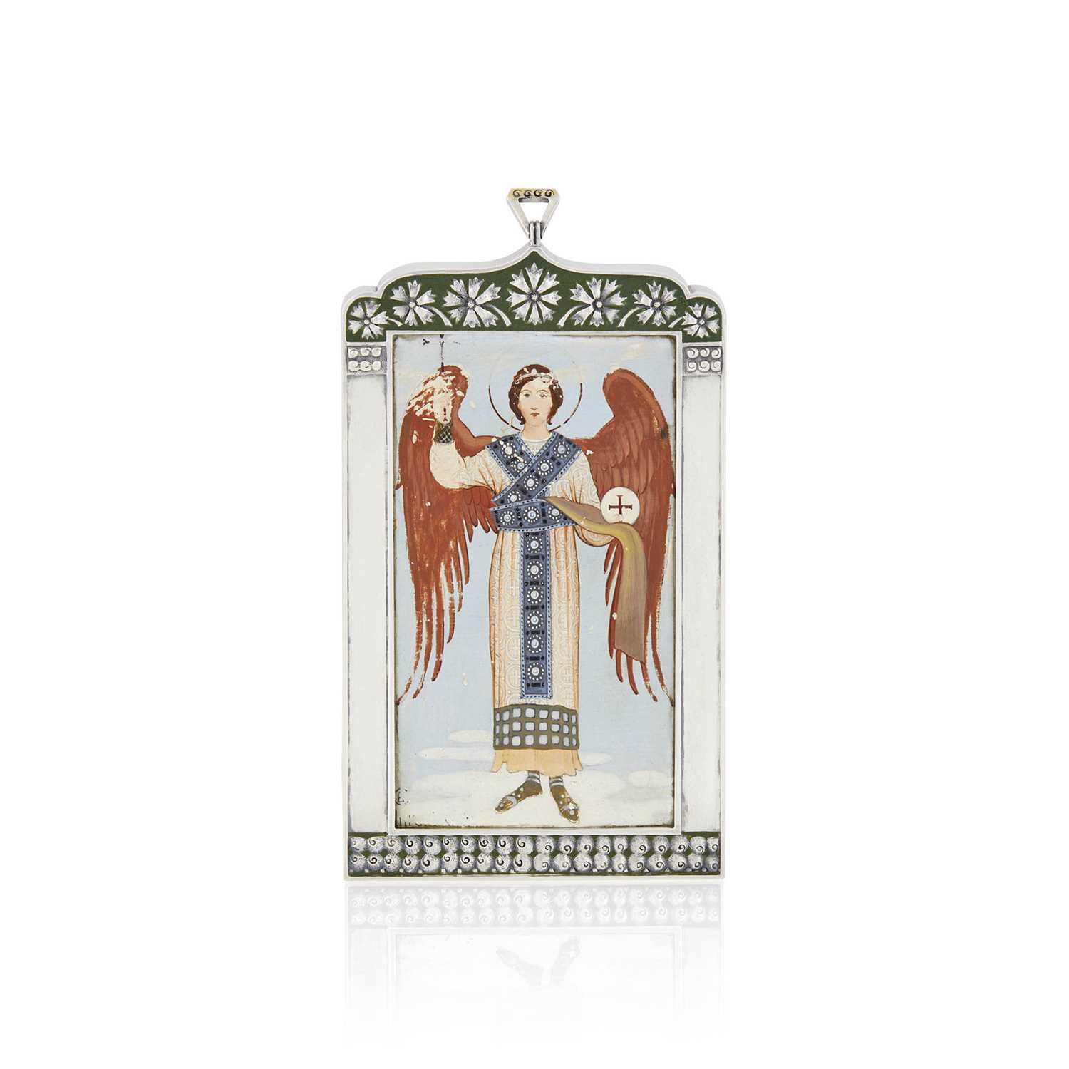 Lot 552 - Fabergé Silver and Enamel Icon of the Guardian Angel