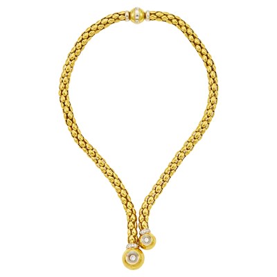 Lot 1035 - Two-Color Gold and Diamond Necklace