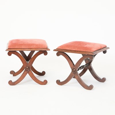 Lot 190 - Pair of Mahogany Upholstered Stools