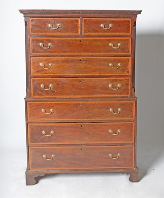 Lot 501 - George III Satinwood Banded and Inlaid Mahogany Chest on Chest