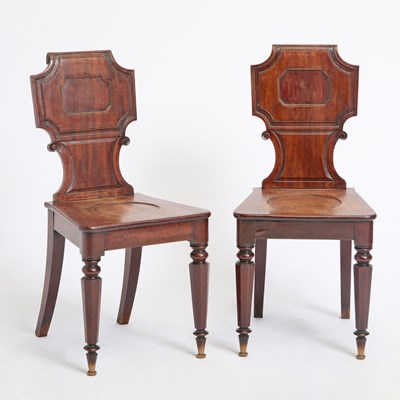 Lot 191 - Pair of William IV Mahogany Hall Chairs