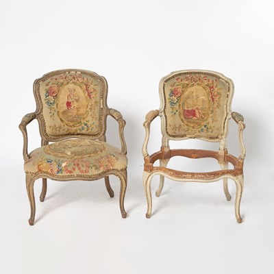 Lot 400 - Pair of Louis XV Painted Fauteuils