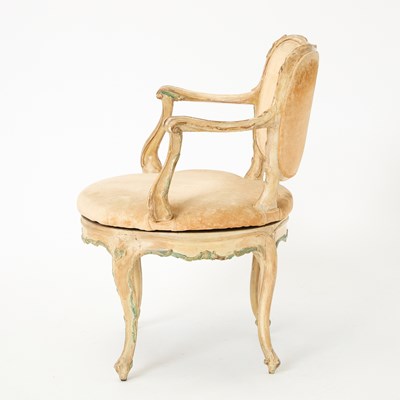 Lot 550 - Venetian Rococo Polychrome-Painted Desk Armchair