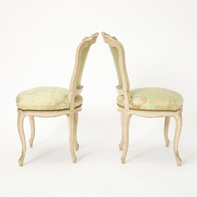 Lot 402 - Pair of Louis XV Polychrome-Painted Side Chairs en Cabriolet